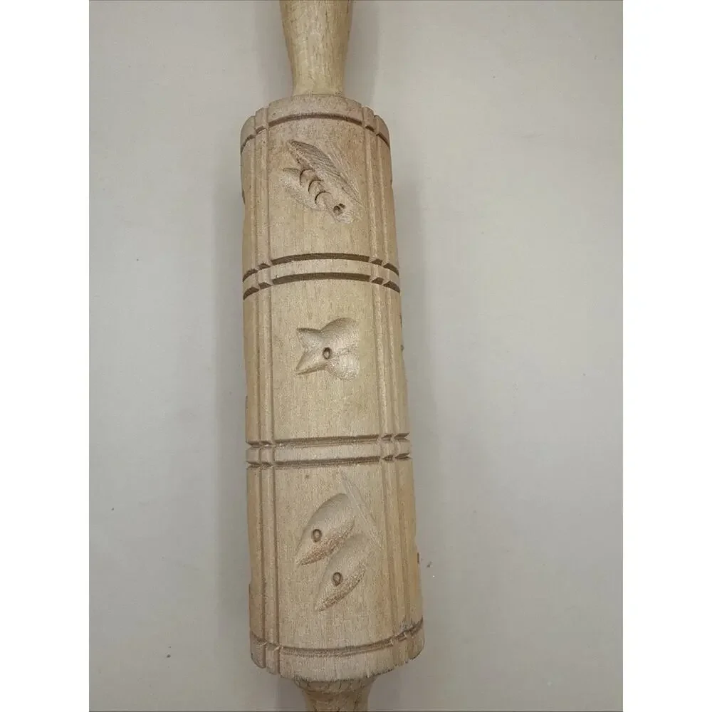 Vintage Wooden Rustic German Rolling Pin Bees Butterfly